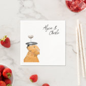 ゴールデンレトリバーかわいいスケッチと飲み物 スタンダードカクテルナプキン (インサイチュ)