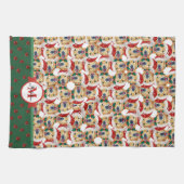 ゴールデンレトリバーかわいいモノグラムクリスマスドッグ キッチンタオル (横)