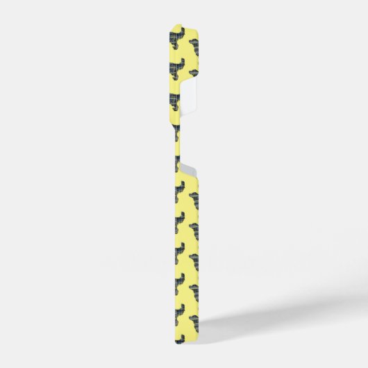 ゴールデンレトリバーかわいい犬のシルエットグリッドイエロー iPhoneケース (左側面)