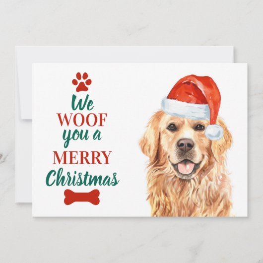 ゴールデンレトリバーかわいい犬メリークリスマス シーズンカード (正面)