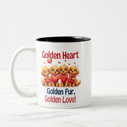 ゴールデンレトリバーかわいい犬LOVE ツートーンマグカップ (左)