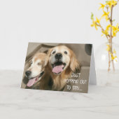 ゴールデンレトリバーがあなたは言うために飛び出素晴らしす カード (黄色い花)