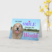 ゴールデンレトリバーが世界を変える カード (黄色い花)