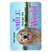 ゴールデンレトリバーが世界を変える マグネット (縦)