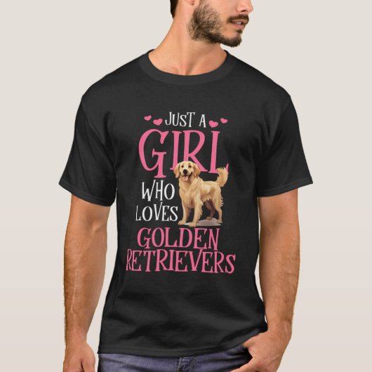 ゴールデンレトリバーが大好きな女の子 Tシャツ (正面)