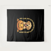 ゴールデンレトリバーが大好きな少女 タペストリー (正面(横))