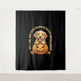 ゴールデンレトリバーが大好きな少女 タペストリー