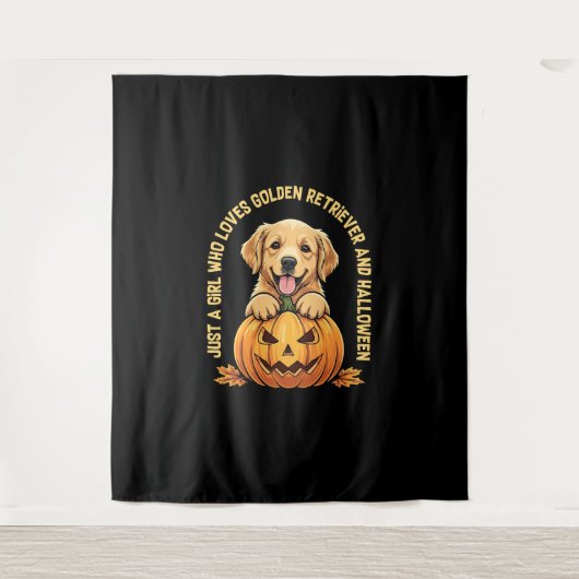ゴールデンレトリバーが大好きな少女 タペストリー (正面)