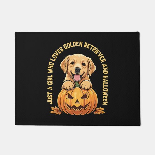 ゴールデンレトリバーが大好きな少女 ドアマット (正面)