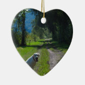 ゴールデンレトリバーが座っているポートレート セラミックオーナメント (右)