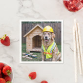 ゴールデンレトリバーが懸命帽子とベストを着て スタンダードカクテルナプキン (インサイチュ)