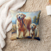 ゴールデンレトリバーが散歩に出てくる クッション (ブランケット)