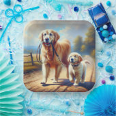 ゴールデンレトリバーが散歩に出てくる ペーパープレート (パーティー)