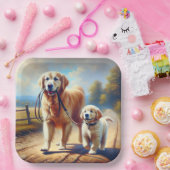 ゴールデンレトリバーが散歩に出てくる ペーパープレート (パーティー)