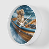 ゴールデンレトリバーが木製ボートをヴィンテージする 壁時計 (傾斜)