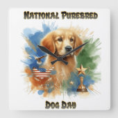 ゴールデンレトリバーが純血犬の日を優遇 スクエア壁時計 (正面)