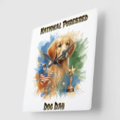 ゴールデンレトリバーが純血犬の日を優遇 スクエア壁時計 (傾斜)