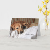 ゴールデンレトリバーが間もなくグリーティングカードを取得 カード (黄色い花)