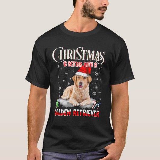 ゴールデンレトリバーでクリスマスの方が良い – 犬 Tシャツ (正面)