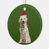 ゴールデンレトリバーとクリスマススキャフツサンタ セラミックオーナメント (左)