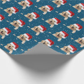 ゴールデンレトリバーとサンタハットラッピング紙 ラッピングペーパー (角)