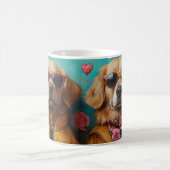 ゴールデンレトリバーとハートバラバレンタインデー コーヒーマグカップ (中央)