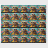 ゴールデンレトリバーとハートバラバレンタインデー ラッピングペーパー (フラット)