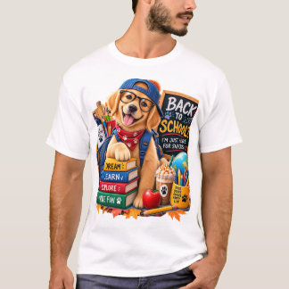 ゴールデンレトリバーとパンプキンスパイスの落ち着いた秋 Tシャツ