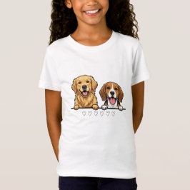ゴールデンレトリバーとビーグル 愛犬家のためのデザイン Tシャツ
