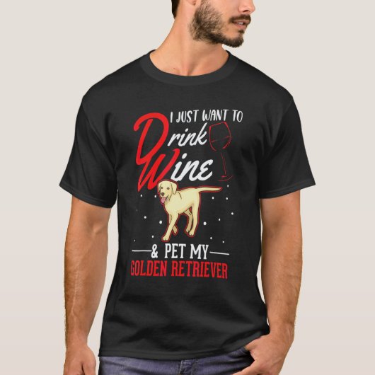 ゴールデンレトリバーとワイン Tシャツ (正面)