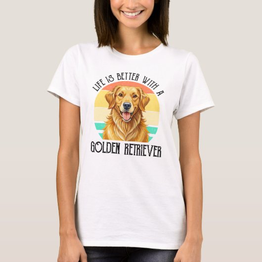 ゴールデンレトリバーと一緒が最高 Tシャツ (正面)