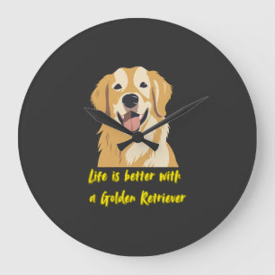 ゴールデンレトリバーと一緒なら人生もっと楽しい Dog Lover ラージ壁時計