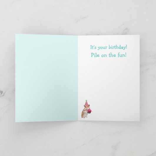 ゴールデンレトリバーと友人かわいい誕生日 カード (内部)