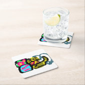 ゴールデンレトリバーと春 スクエアペーパーコースター (インサイチュ)