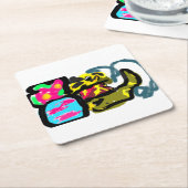 ゴールデンレトリバーと春 スクエアペーパーコースター (アングル)