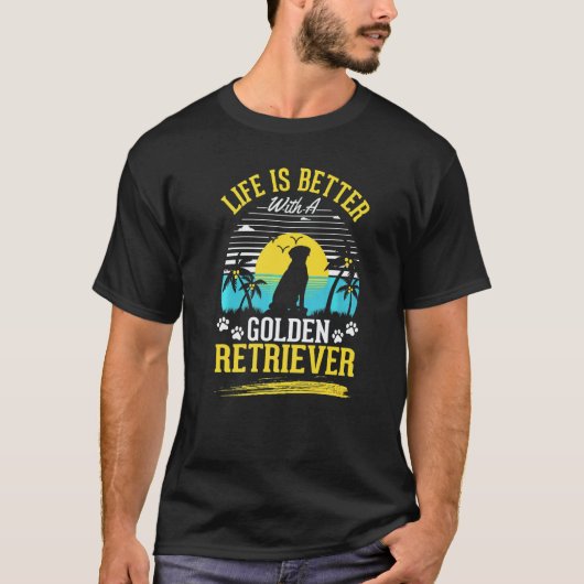 ゴールデンレトリバーと楽しく Tシャツ (正面)