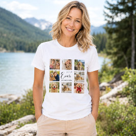 ゴールデンレトリバーと母のフォトコラージュ Tシャツ