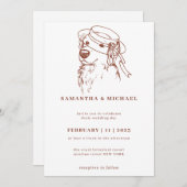 ゴールデンレトリバーと花嫁ハット 招待状 (正面/裏面)