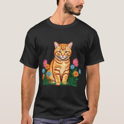 ゴールデンレトリバーと野の花 Tシャツ (正面)