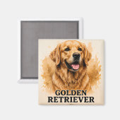 ゴールデンレトリバーに友好的な犬の肖像画アート マグネット (正面/裏面)