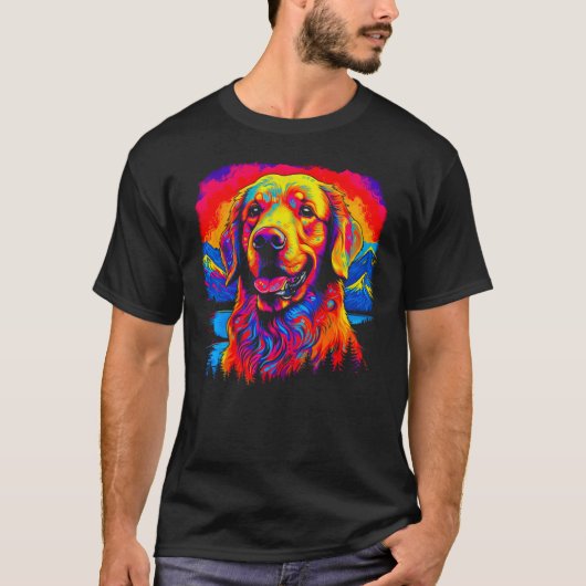ゴールデンレトリバーのアート Tシャツ (正面)