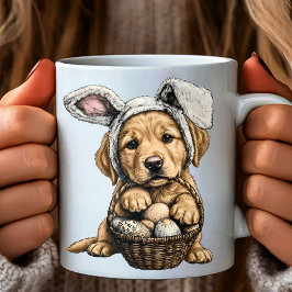 ゴールデンレトリバーのイースターバニー子犬 コーヒーマグカップ