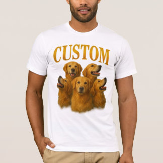 ゴールデンレトリバーのオーダーメイド肖像画アート Tシャツ