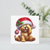 ゴールデンレトリバーのクリスマスの喜び シーズンカード (スタンド正面)
