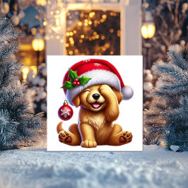 ゴールデンレトリバーのクリスマスの喜び シーズンカード