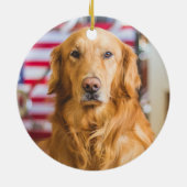 ゴールデンレトリバーのクリスマスオーナメントあなたの写真を追加 セラミックオーナメント (裏面)