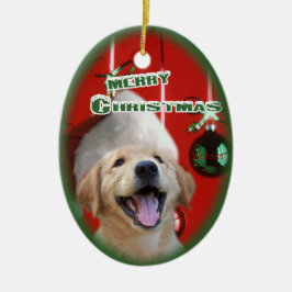 ゴールデンレトリバーのクリスマスオーナメント セラミックオーナメント