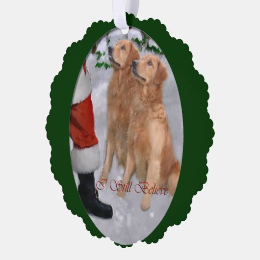 ゴールデンレトリバーのクリスマスプレゼント オーナメントカード (左)
