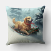 ゴールデンレトリバーのクリスマス雪の冬 クッション (裏面)