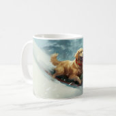 ゴールデンレトリバーのクリスマス雪の冬 コーヒーマグカップ (正面左)
